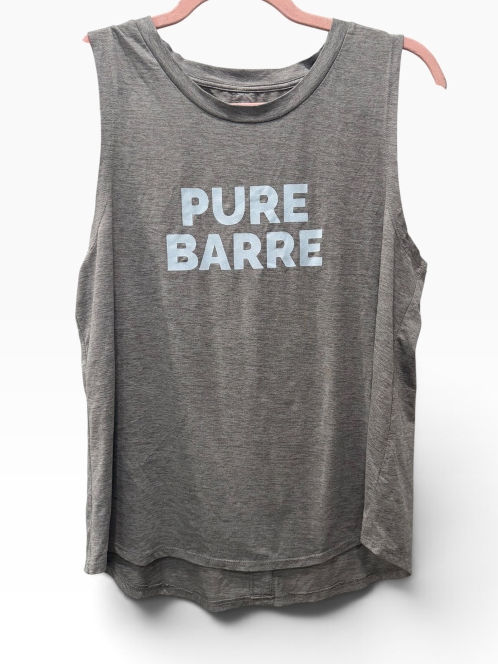 PURE Barre Gray Sleeveless Graphic Tank Top. PTP is 18 1/2